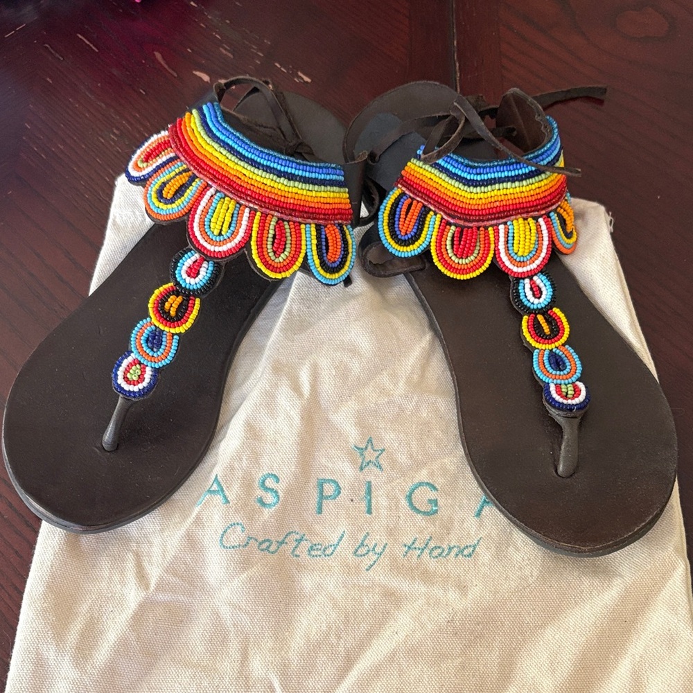 Handmade Women's Beaded Sandals - Multicolor